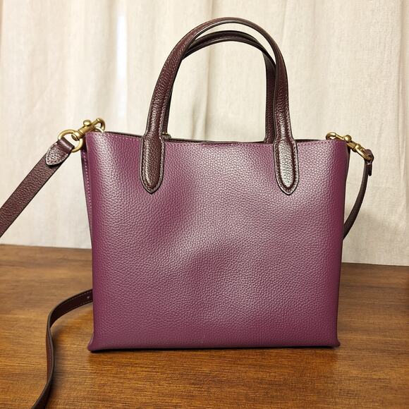 Coach C8561 Colorblock Willow Tote 24 Shopper Satchel Handbag Deep Berry likenew - Picture 4 of 9